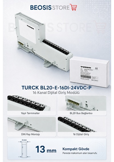 Turck Bl20-e-16dı-24vdc-p 16 Kanal Dijital Giriş Modülü