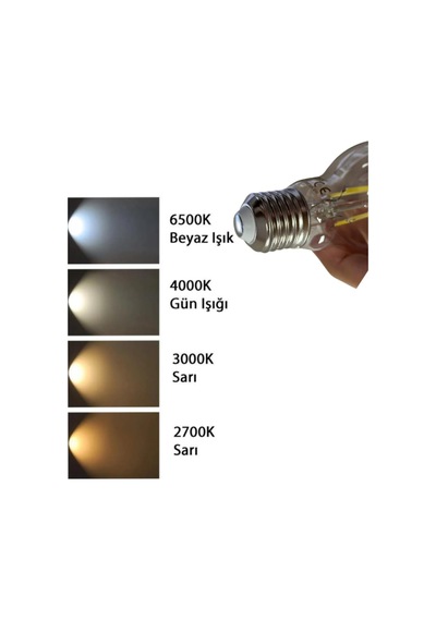 Led Ampul, 6w 51w , 6500k Beyaz Işık, E27 Duy, Şeffaf, 8 Adet Diğer