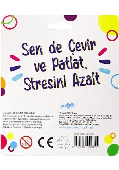 Pop İt Renkli Stres Çarkı