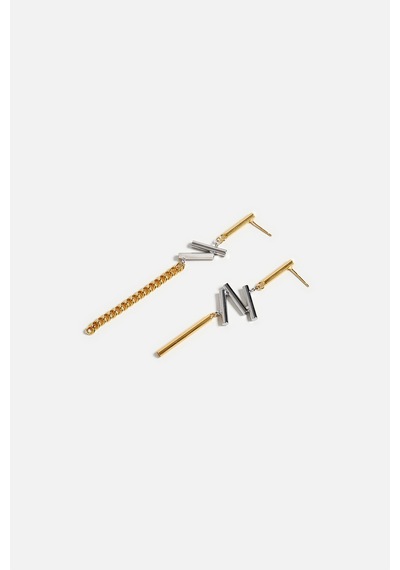 Asimetrik Metal Çubuk Küpe Gold