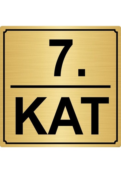 7.Kat 20Cmx20Cm Metal Yönlendirme Levhası Altın Renk Metal