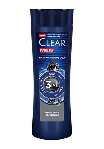 3 Adet Clear Men Şampuan 3in1 Saç Yüz Vücut 350 Ml