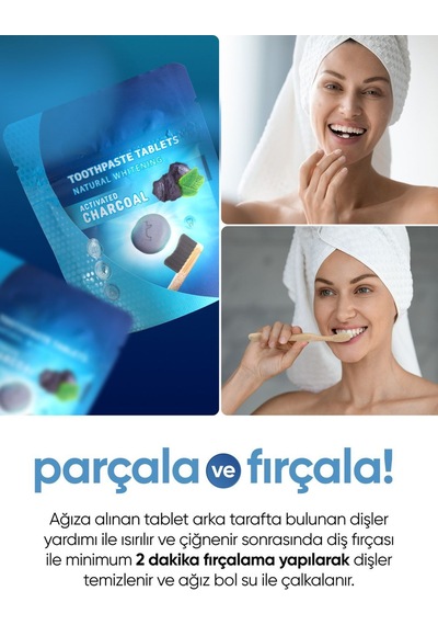 Tbrush Beyazlatıcı Aktif Karbonlu Diş Macunu Tableti - Doğal Beyazlatma 30 Tablet