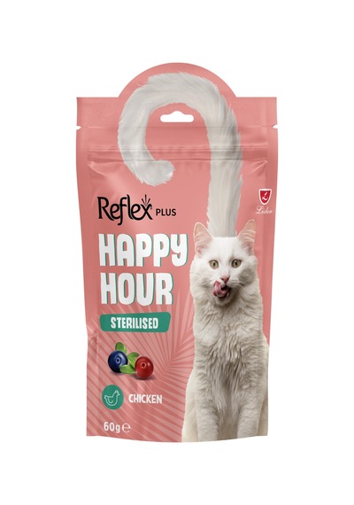 Reflex Happy Hour Sterilised Chicken Kısırlaştırılmış Kediler İçin Tavuklu Ödül Maması 60 Gr