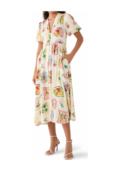 Nobody S Child Renkli Starlight Desenli Midi Elbise, Kısa Kollu, Viskon Keten Karışımı Çok Renkli Nobody S Child Renkli Starlight Desenli Midi Elbise, Kısa Kollu, Viskon Keten Karışımı Çok Renkli