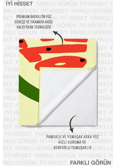 Karpuz Temalı Modern Plaj Havlusu - Tropikal Yaz Stil Sarı Kırmızı Hızlı Kuruyan Mikrofiber Havlu Gölgeli Kumul