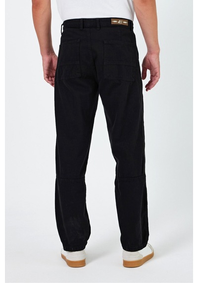 Tarz Cool Erkek Düz Baggy Jean Pantolon Siyah