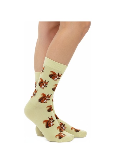 Gost Liria Squirrel Socks Desenli Unisex Soket Çorap Sarı