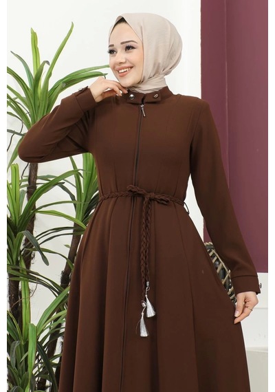 Burgu Kemerli Dokuma Kumaş Mevsimlik Mevlana Ferace - Taba / F0131 Taba