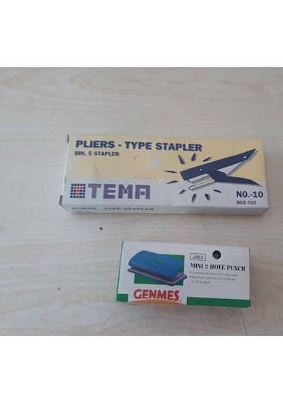 Genmes Delgi Makinesi J850 + Tema Type Stapler Pens Tipi Zımba Mavi