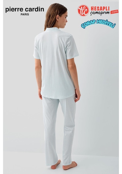 Pierre Cardin Paris Premium Kadın Modal Pamuklu Rahat Önden Düğmeli Kısa Kollu Kutulu Pijama Takım Açık Mavi Pierre Cardin Paris Premium Kadın Modal Pamuklu Rahat Önden Düğmeli Kısa Kollu Kutulu Pijama Takım Açık Mavi