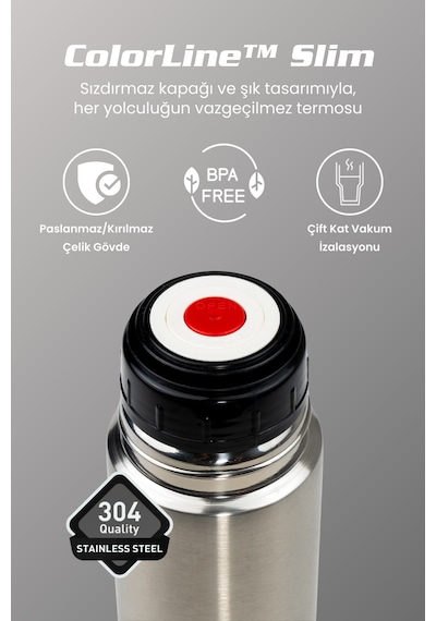 Cooker Colorline Slim 500 Ml Paslanmaz Çelik Termos Ckr2057 Siyah