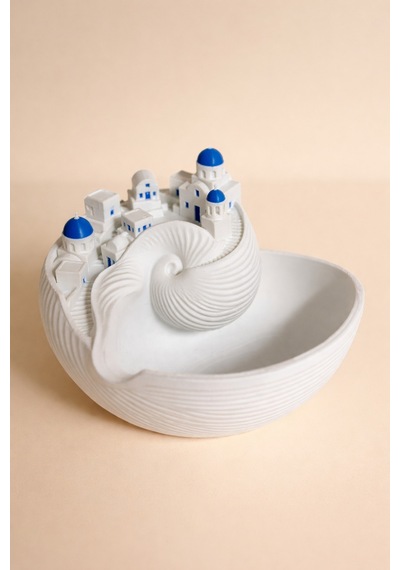 Santorini Temalı Dekoratif Anahtarlık Tabak Deniz Kabuğu Tasarım Anahtarlık Organizer 11x16 Cm