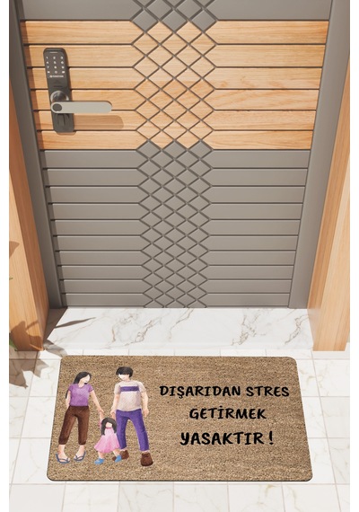 Rugmood Modern Dijtal Baskı Dışarıdan Stres Yasak Aile Kapı Önü Paspası Çok Renkli