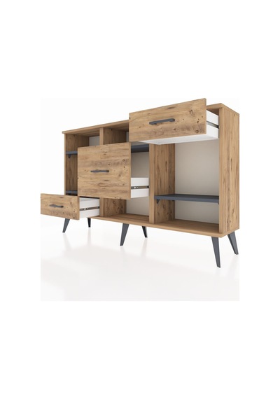 Arges Konsol 4 Raflı 3 Çekmeceli 132x30x83 Çam-antrasit/çam Antrasit/çam Arges Konsol 4 Raflı 3 Çekmeceli 132x30x83 Çam-antrasit/çam Antrasit/çam