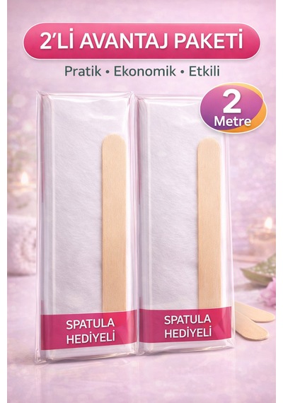 Biowet Ağda Bezi 2 Metre Spatula Hediyeli Epilasyon Bezi Dayanıklı Tüy Dökme Bezi 2'li Paket