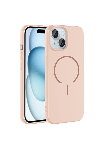 Zore İphone 15 Kılıf M-safe Şarj Özellikli Nvth Meta Kapak - Rose Pembe