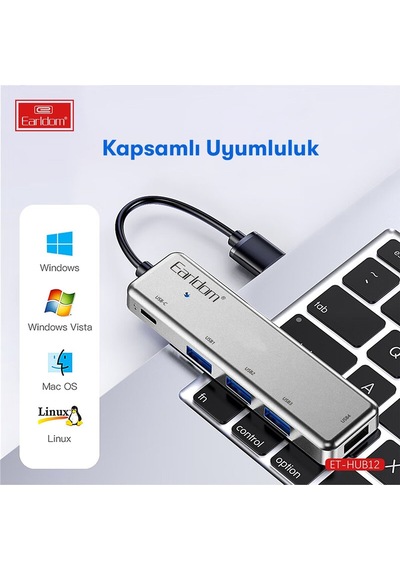 Earldom Hub12 Tak Çalıştır 40cm 4 Adet Usb 2.0 Ve 1 Adet Type M414