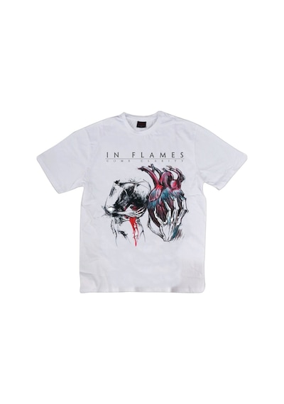 Stoned&Fame In Flames Baskılı Unisex %100 Pamuk Beyaz T-shirt Beyaz