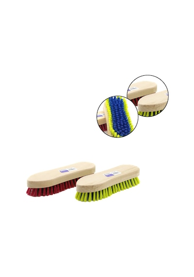 Günsan Temizlik Fırçası Tutamak 20cm Kıl Boyu 2.4cm 022 006 Sert Halı Nalın Ahşap Tutamaklı - 24'li Paket