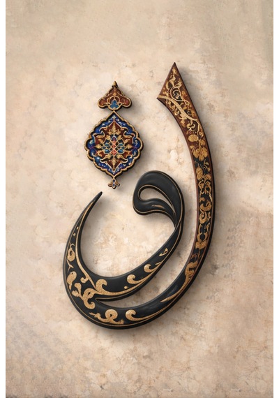 Elif Vav Allah Lafzı 3 Lü İslami Hat Kanvas Tablo Seti