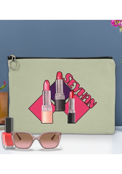 Bk Gift Kişiye Özel İsimli-2 Astarlı Mint Yeşili Portföy Çanta 30x21cm, Baskılı El Çantası, Organizer Çanta
