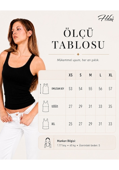 Hdm Kadın Fitilli Kalın Askılı Basic Siyah Atlet Bluz - H6159