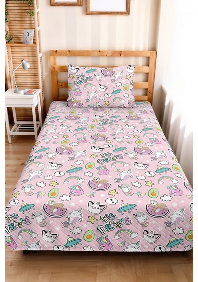 Evimde Bambaşka Pembe Unicorn Kız Çocuk Pike Takımı - Pastel Gökkuşağı Bebek Odası Mevsimlik Yatak Örtüsü-160x220 CM Evimde Bambaşka Pembe Unicorn Kız Çocuk Pike Takımı - Pastel Gökkuşağı Bebek Odası Mevsimlik Yatak Örtüsü-160x220 CM