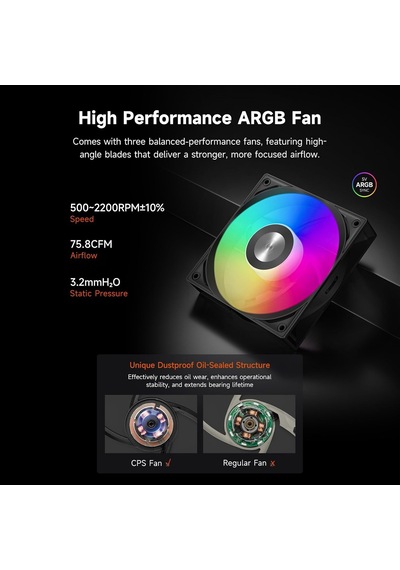 Cps Gt360m Argb Display Bk 360mm Aıo Sıvı Cpu Soğutucu, 2.8 Ips Ekran, 300w Tdp, 3x120mm Argb Pwm Fan, Intel Lga1700/1851 & Amd Am5/am4 Uyumlu