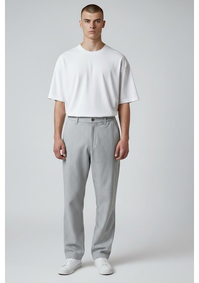 Little Cup Jeans Co Erkek Gri Baggy Fit Rahat Kalıp Beli Lastikli Pantolon