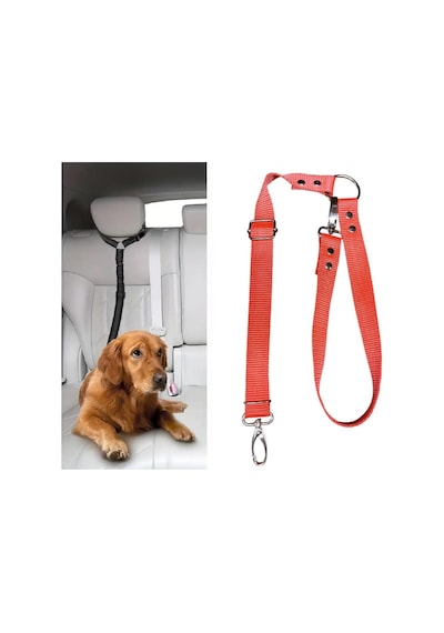 Araç İçi Köpek Emniyet Tasması, Ayarlanabilir Metal Kancalı Sarı