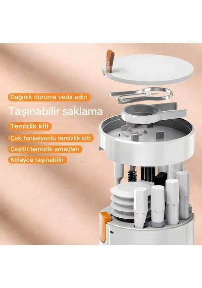 8 Li Çok Fonksiyonlu Kulaklık Ve Klavye Temizleme Kiti Taşınabilir Mini Temizlik Seti Tuş Çıkarıcı, Switch Sökücü, Hava Üfleyici Ve Detay Fırça Beyaz