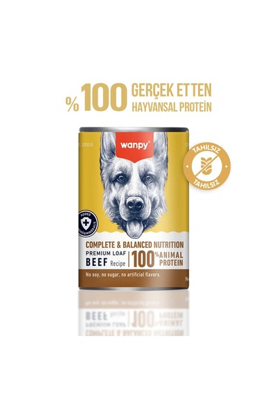 Tahılsız Biftekli Konserve Köpek Maması 5x375gr