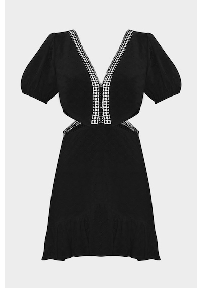 Açelyaokcu Fisto Detaylı Cut Out V Yaka Slim Fit Kadın Mini Elbise Siyah