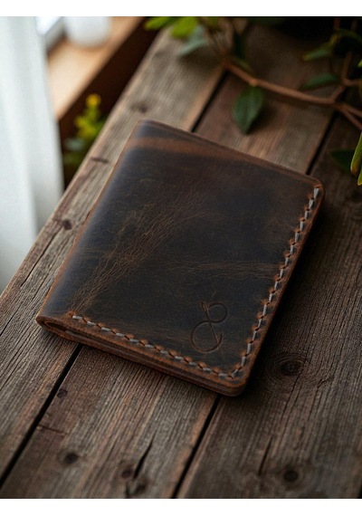 Kalkan Deri Crazy Leather Minimal Wallet Kahverengi