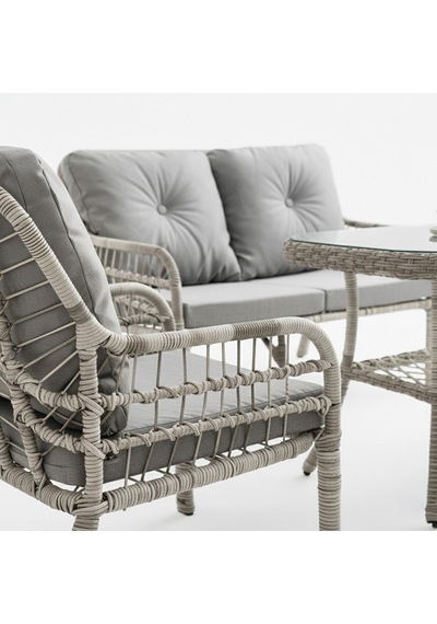 Capri Swing Pisa İkili Rattan Bahçe Balkon Oturma Grubu Beyaz 752