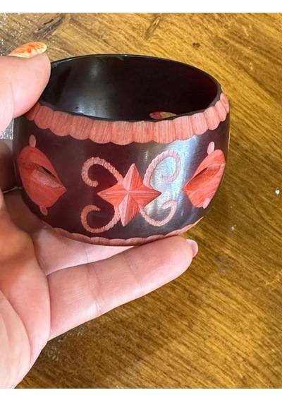 Oyma Kemik Kadın Hint Bileziği Çap 7 Cm 1212181897066g Bordo