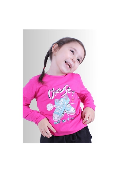 Panios Kids Kız Çocuk Baskılı T-shirt Pembe1 Pembe