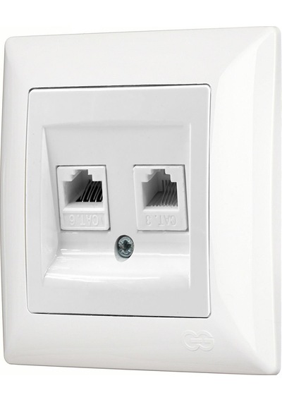 Günsan Visage Beyaz Data + Nümeris Telefon Prizi (RJ45 Cat6 + Cat3)