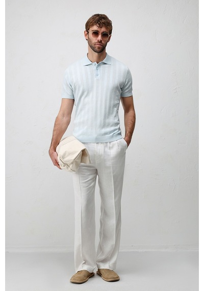Antioch Dokulu Triko Erkek Polo T-shirt Bebe Mavisi
