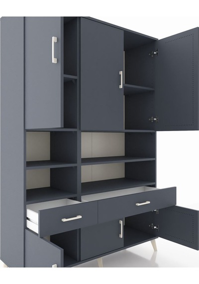 Hyperion Dolap 8 Raflı 2 Çekmeceli 6 Kapaklı 132x44x195 Antrasit-antrasit/antrasit Antrasıt/antrasıt Hyperion Dolap 8 Raflı 2 Çekmeceli 6 Kapaklı 132x44x195 Antrasit-antrasit/antrasit Antrasıt/antrasıt