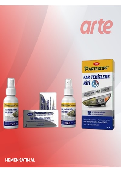 Partex Far Temizleme Kiti Far Parlatma & Temizleme Seti Sararma & Matlaşma  Araba & Mo