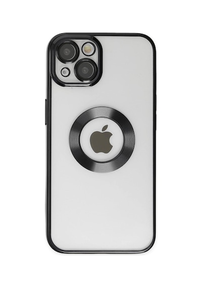 İletişim iPhone 14 İle Uyumlu İle Uyumlu Kapak Yanları Renkli Lens Korumalı Logo Gösteren Şeffaf Luxury Kılıf - Siyah Sku: Zeusb0bqfqny14
