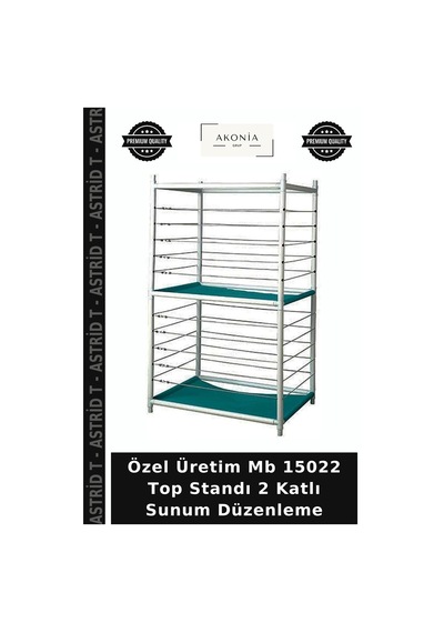 Özel Üretim Mb 15022 Top Standı 2 Katlı Sunum Düzenleme Çok Renkli
