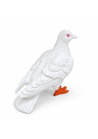 Canlı Boy Güvercin Biblo Polyester Dekoratif Heykel Hediyelik Ev Ofis Bahçe Dekoru 24 Cm Beyaz