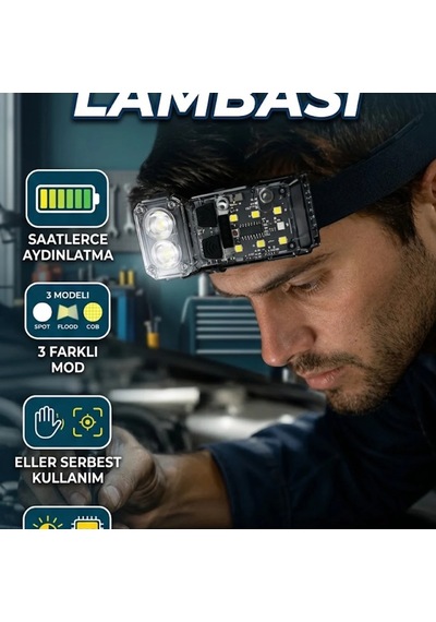 3 Fonksiyonlu Led Far El Feneri Ve Çalışma Lambası, 1200 Mah Şarjlı
