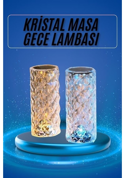 Yeni Nesil Modern Kristal Masa Ve Gece Lambası Dokunmatik Renk Değiştirebilen Çr
