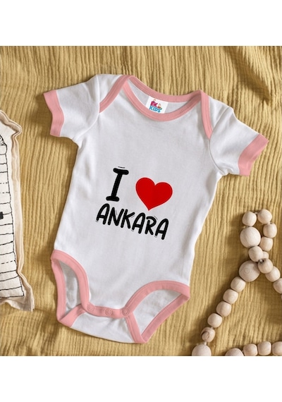 Bk Kids I Love Şehir Serisi Pembe Bebek Body Zıbın - Model 1 Beyaz - Pembe