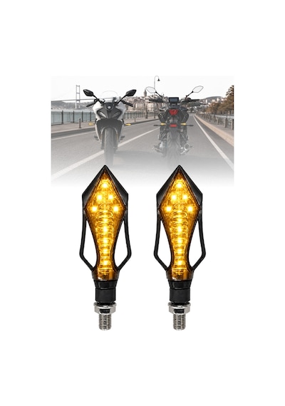 Motosiklet Led Sinyal Lambası Universal Kanat Model Sarı Amber Led Işık Kanat Tasarım Vidalı Montaj