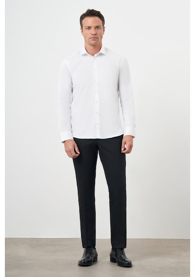 Morven Erkek Beyaz Pamuk Düz Desen İtalyan Yaka Slim Fit Gömlek 24mc004088600 Beyaz